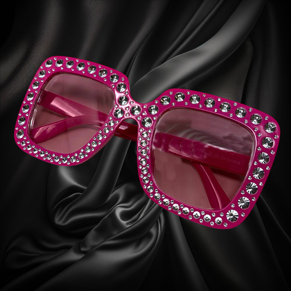 Unbranded Accessories - Vintage Y2K Hot Pink Oversized Sunglasses Maximalist Diva Costume Barbiecore